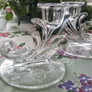 Vintage Fostoria Navarre Candlesticks -Set of Two
